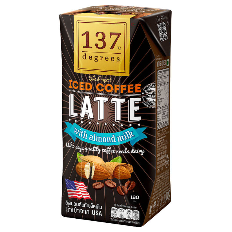137 Degrees Almond Milk Iced Coffee Latte - Pack of 3 (180ml each)