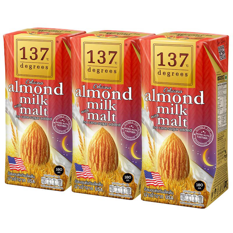137 Degrees Almond Milk with Malt - 180ml Pack of 3
