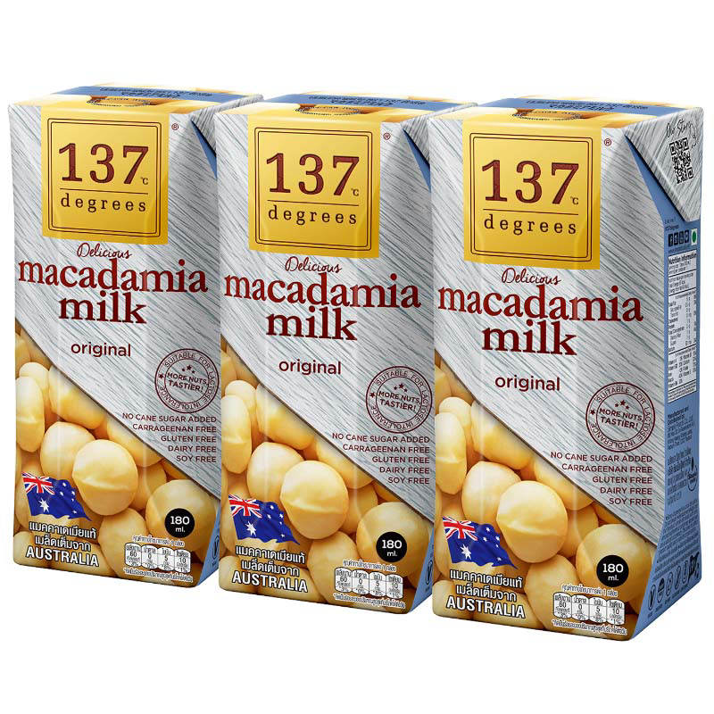 137 Degrees Macadamia Milk with Sunflower Seeds 180ml Pack of 3