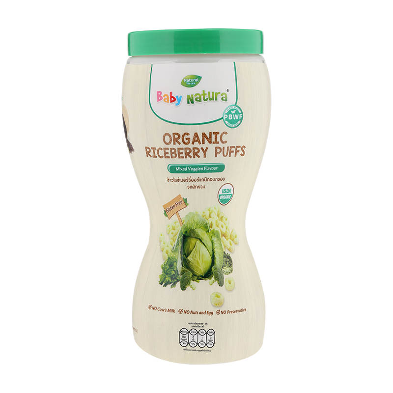 Baby Natura Organic Riceberry Puffs with Mixed Vegetables - 40g
