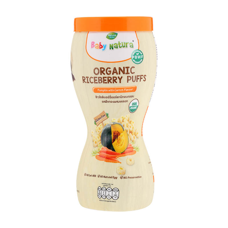 Baby Natura Organic Riceberry Puffs with Pumpkin and Carrot - 40g
