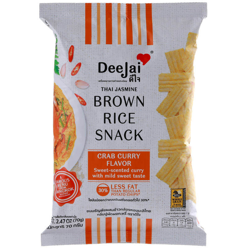 Deejai Thai Jasmine Brown Rice Snack Crab Curry Flavor 70g