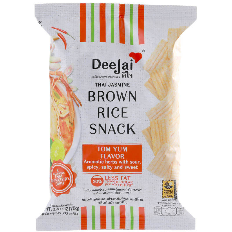 Deejai Thai Jasmine Brown Rice Snack with Tom Yum Flavor - 70g