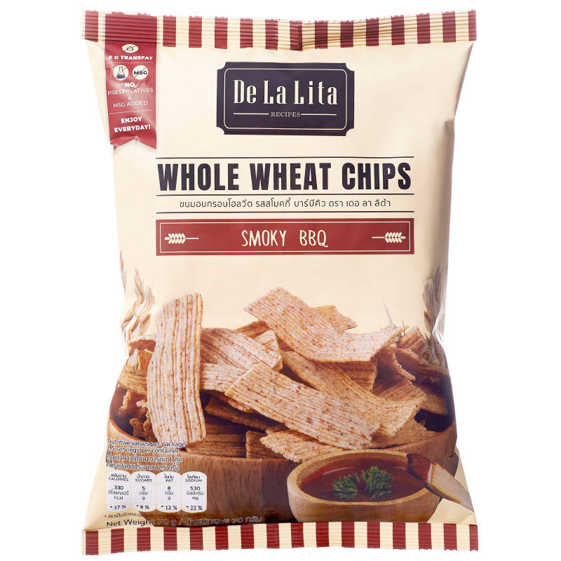 De La Lita Whole Wheat Chips - Smoky BBQ Flavor, 70g