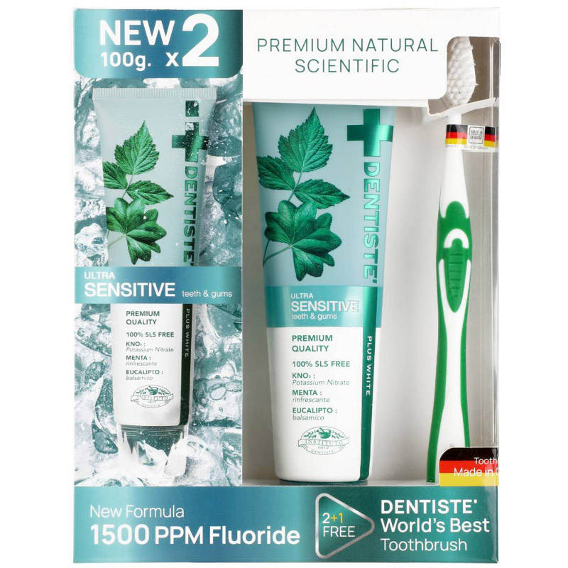 Dentiste Ultra Sensitive Toothpaste, 100g Pack of 2 with Free Toothbrush