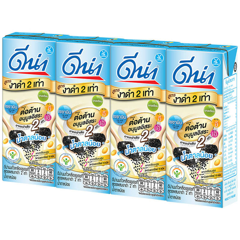 DNA UHT Soy Milk with Black Sesame - Low Sugar - 180ml Pack of 4