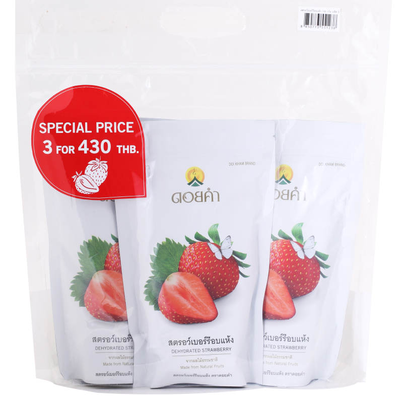 Doikham Dehydrated Strawberry - 140g Pack of 3