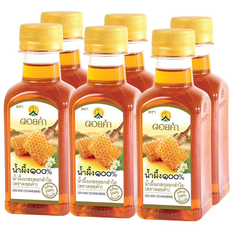 Doikham Natural Longan Blossom Honey - 230g Pack of 5 Bottles + 1 Bonus Bottle