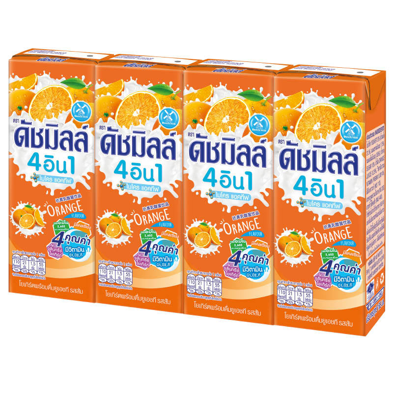 Dutch Mill UHT Drinking Yogurt with Orange - 165ml Pack of 4
