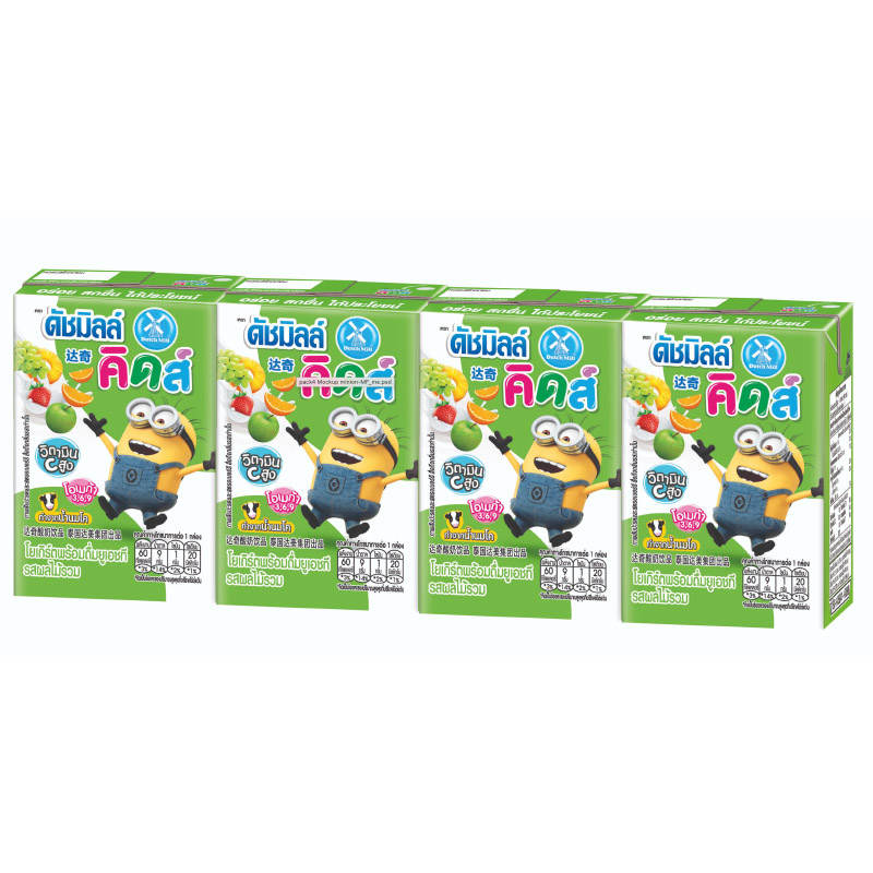 Dutch Mill Kids Drinking Yoghurt UHT Milk with Fruit Flavor - 90ml Pack of 4