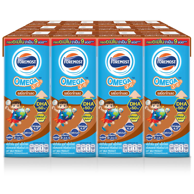 Foremost Omega-3, 6, 9 UHT Chocolate Milk, 180ml (Pack of 12)