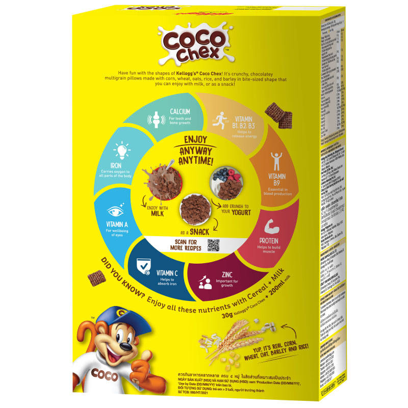 Kellogg's Choco Chex Cereal, 330g - Delicious Chocolate Coated Corn Cereal