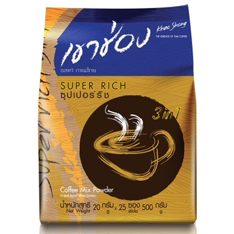 Khao Shong Super Rich Instant Coffee Mix - 15g Pack of 25 Sachets