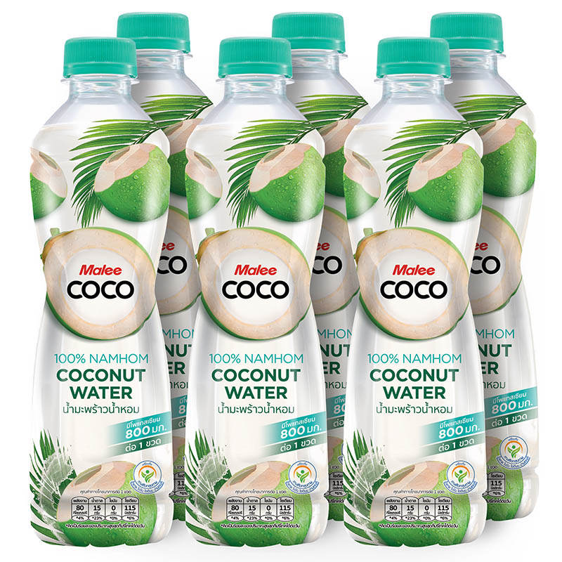 Malee Nam Hom Coconut Water 100% - 350ml Pack of 6
