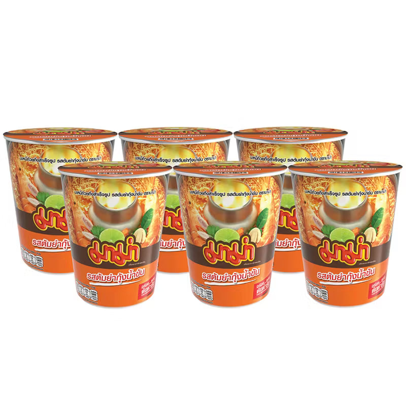MAMA Cup Instant Noodles - Creamy Shrimp Tom Yum Flavor, 60g (Pack of 6)