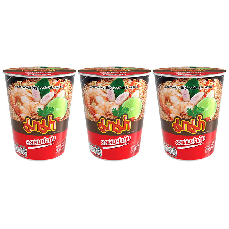 Mama Instant Noodles Cup - Tom Yum Flavor (60g, Pack of 3)