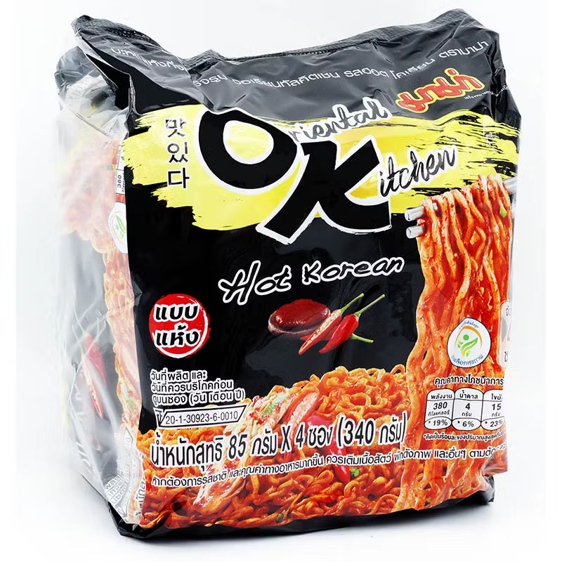 Mama Instant Noodles Oriental Kitchen Hot Korean 85g - Pack of 4