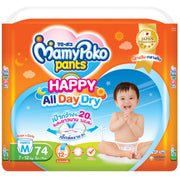 MamyPoko Happy Day and Night Baby Diaper Pants - Size M, 74 Pieces