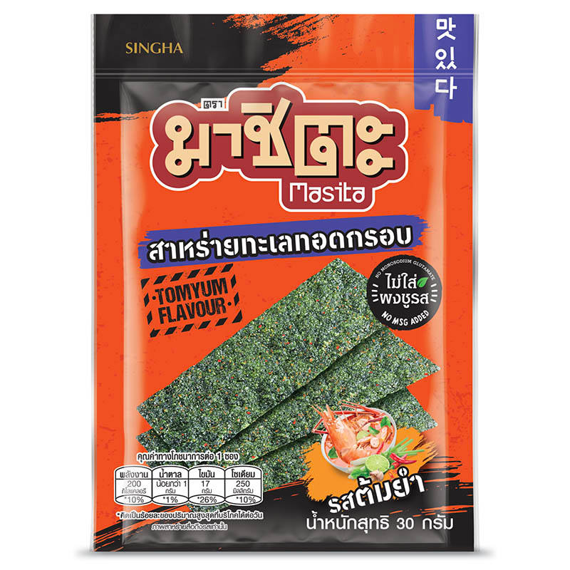 Masita Roasted Tom Yum Kung Seaweed Snack, 20g