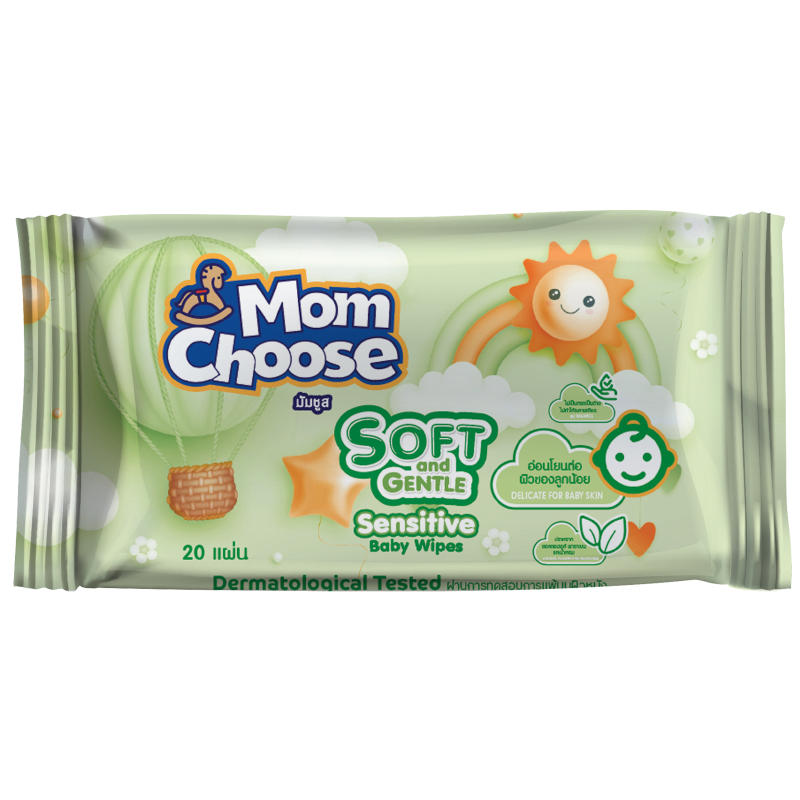 Mom Choose Soft and Gentle Sensitive Baby Wipes - 20 Sheets
