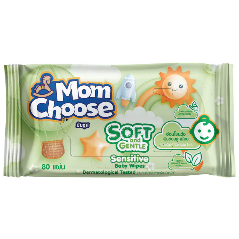 Mom Choose Soft and Gentle Sensitive Baby Wipes - 80 Sheets