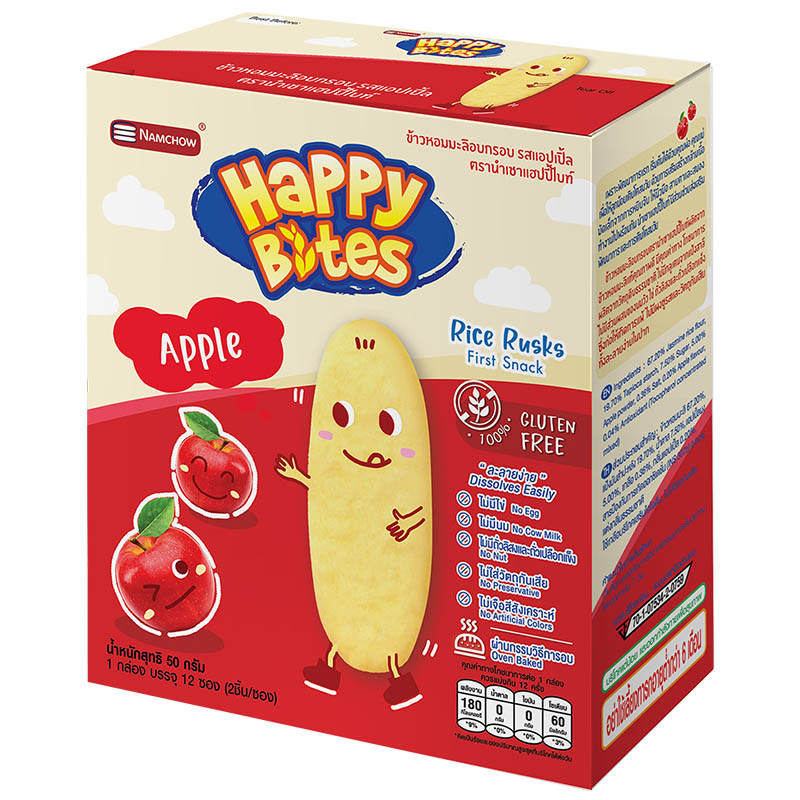 Namchow Happy Bites Rice Rusks Apple for Babies