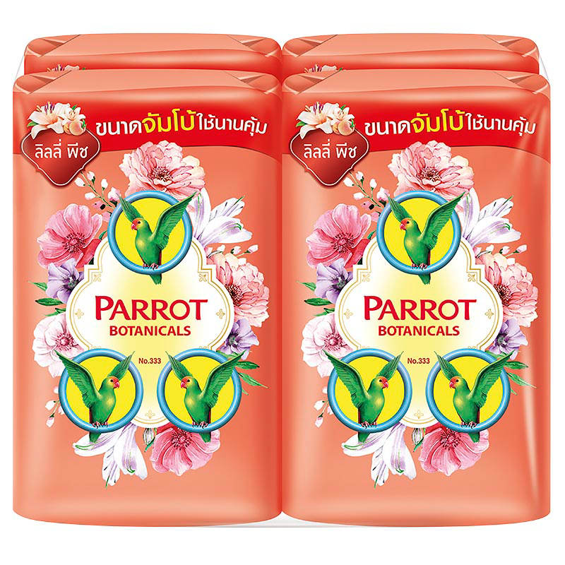 Parrot Botanic Bar Soap – Lily Peach, 105g Pack of 4
