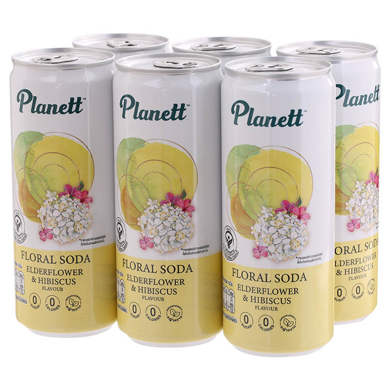 Planett Elderflower and Hibiscus Soda 325ml (Pack of 6)