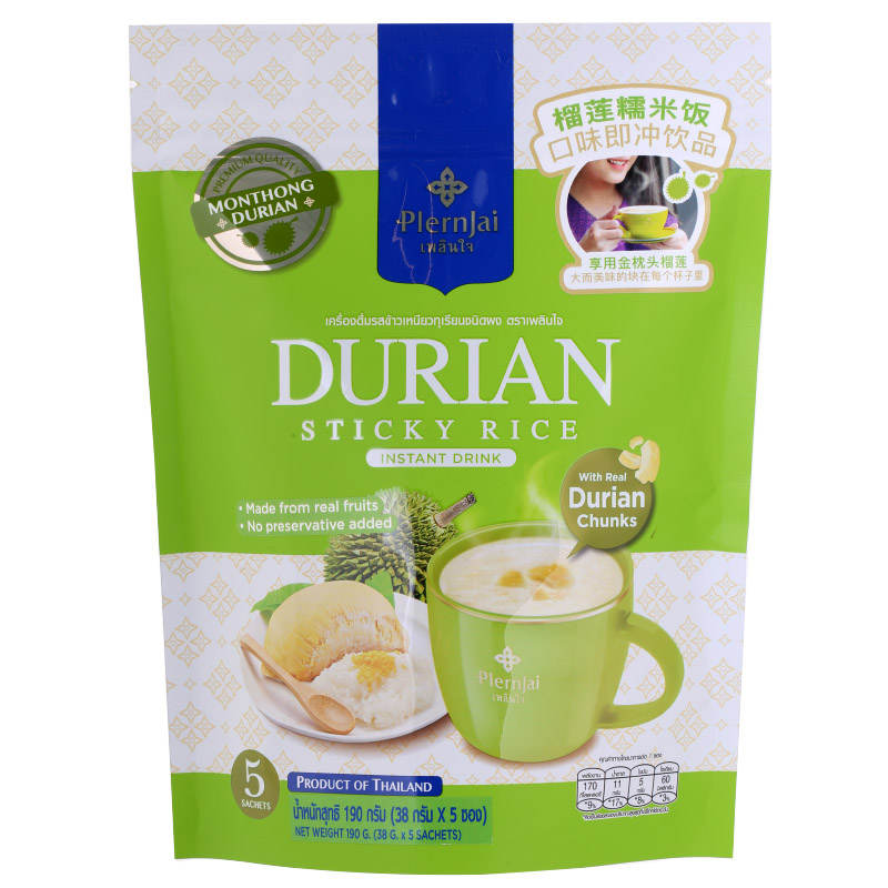 Tongtin Plearnjai Durian Sticky Rice Flavored Drink Powder - 190g