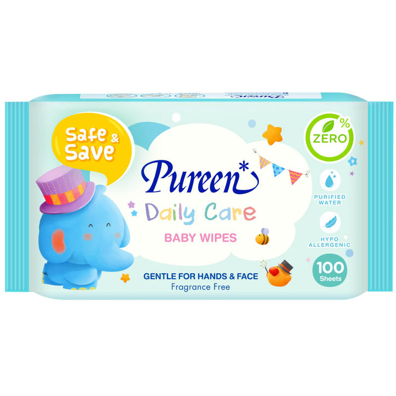 Pureen Daily Care Baby Wipes - Gentle and Safe Cleansing