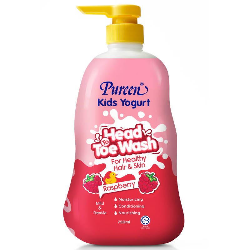 PUREEN Kids Yogurt Head-To-Toe Wash, Raspberry, 750ml