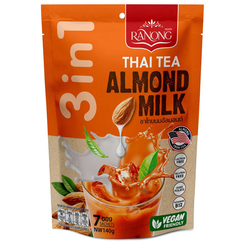Ranong Instant Thai Tea with Almond Milk - 20g Pack of 7 Sachets