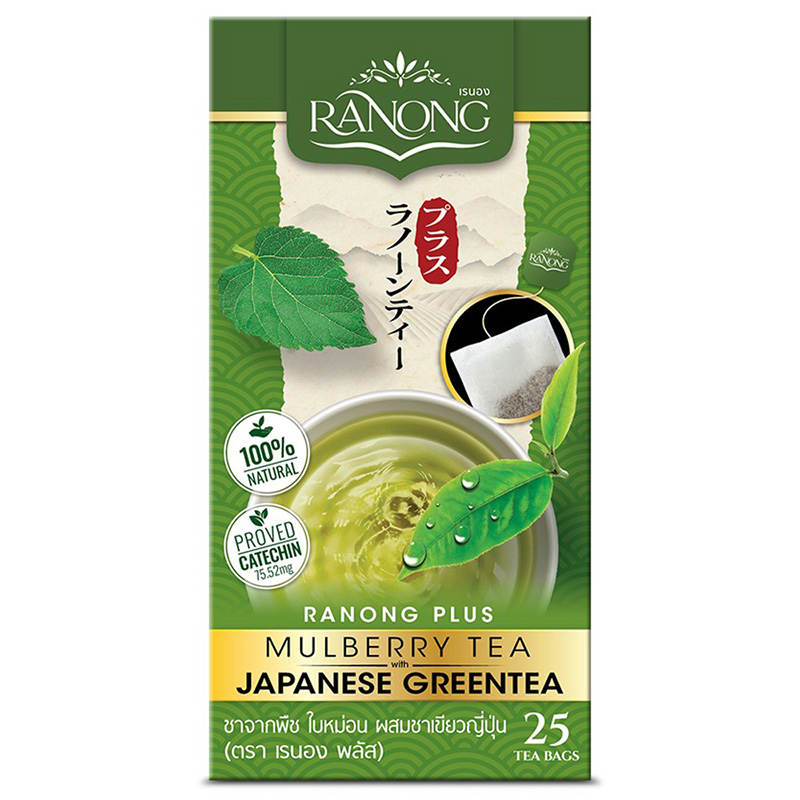 Ranong Plus Mulberry Green Tea, Japanese Flavored, 2g x 25 Sachets