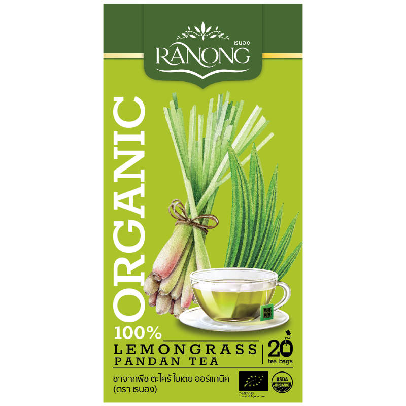 Ranong Organic Lemongrass Pandan Tea - 20 Sachet Pack