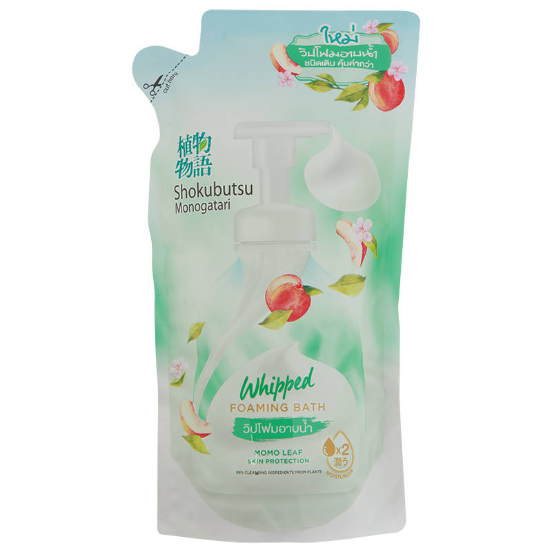 Shokubutsu Whipped Foaming Bath Momo Leaf Refill 450ml