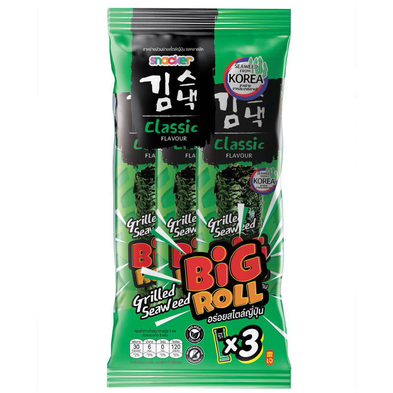 Snacker Mega Roll Grilled Seaweed - Classic Japanese Flavor 9g