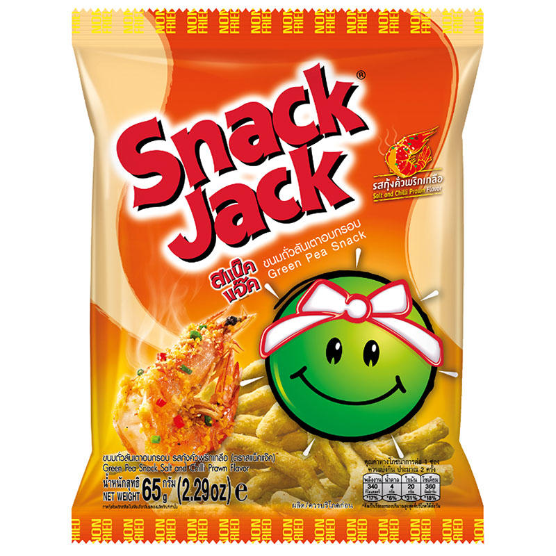Snack Jack Green Pea Snack - Salt and Chilli Prawn Flavor, 62g