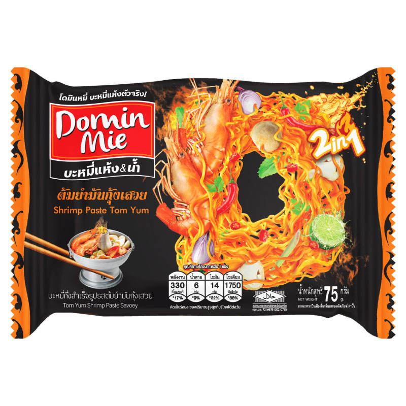 Domin Mie Instant Noodles with Shrimp Paste and Tom Yum Flavor, 75g