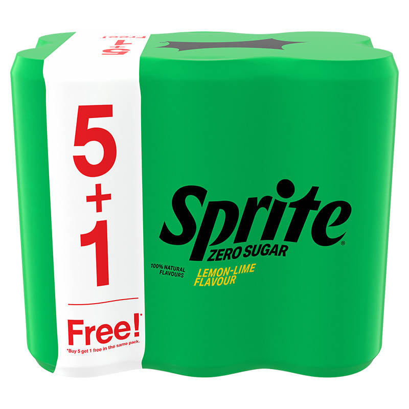 Sprite Sugar-Free Lemon Lime Carbonated Drink – 325ml Pack of 6