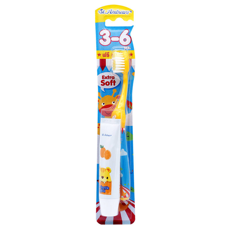 St. Andrew's Cars Extra Soft Toothbrush with Free Toothpaste for Ages 3-6