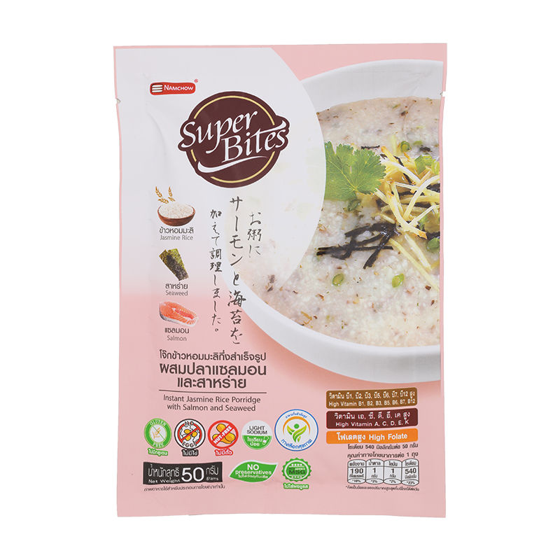 Super Bites Instant Jasmine Rice Porridge with Salmon and Seaweed, 50g
