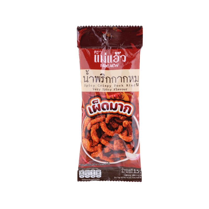 Tongtin Spicy Crispy Pork Rind - Very Spicy Flavor, 15g