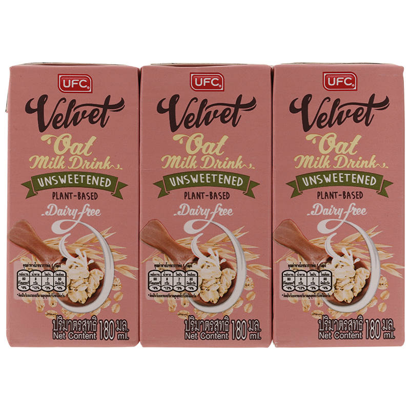 UFC Velvet Oat Milk Unsweetened, 180ml Pack of 3