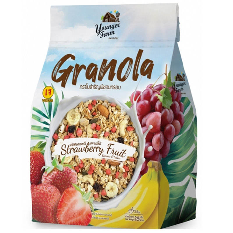 Younger Farm Strawberry and Fruit Granola, 225g